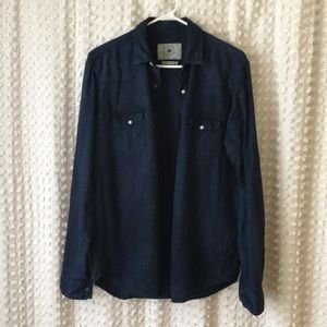Zara denim Dark wash western long sleeve snap
